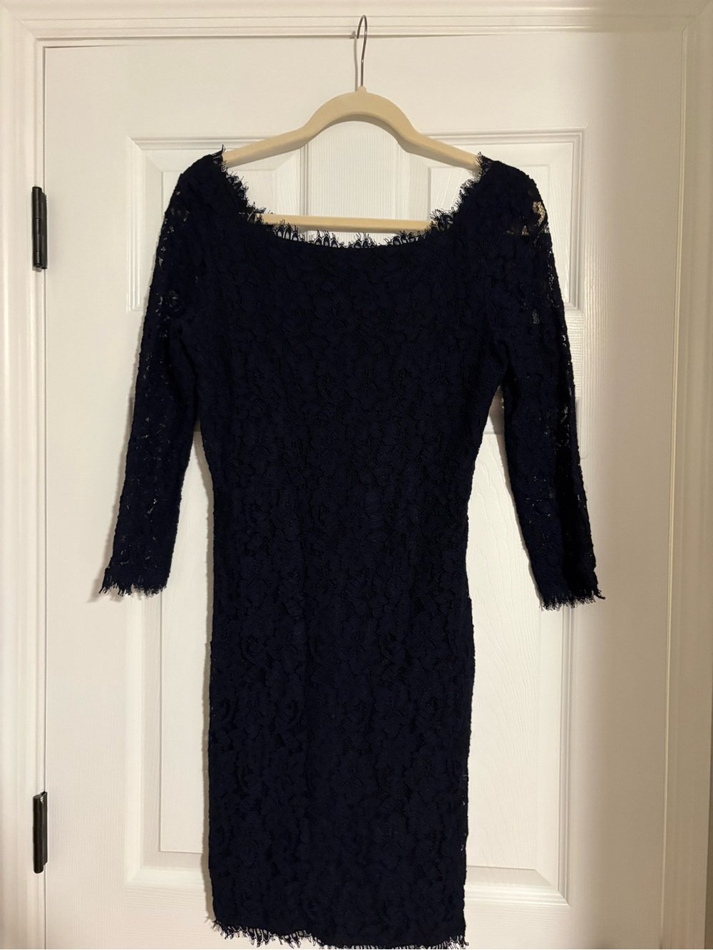 Diane von Furstenberg Classic Navy Lace Sheath Dress